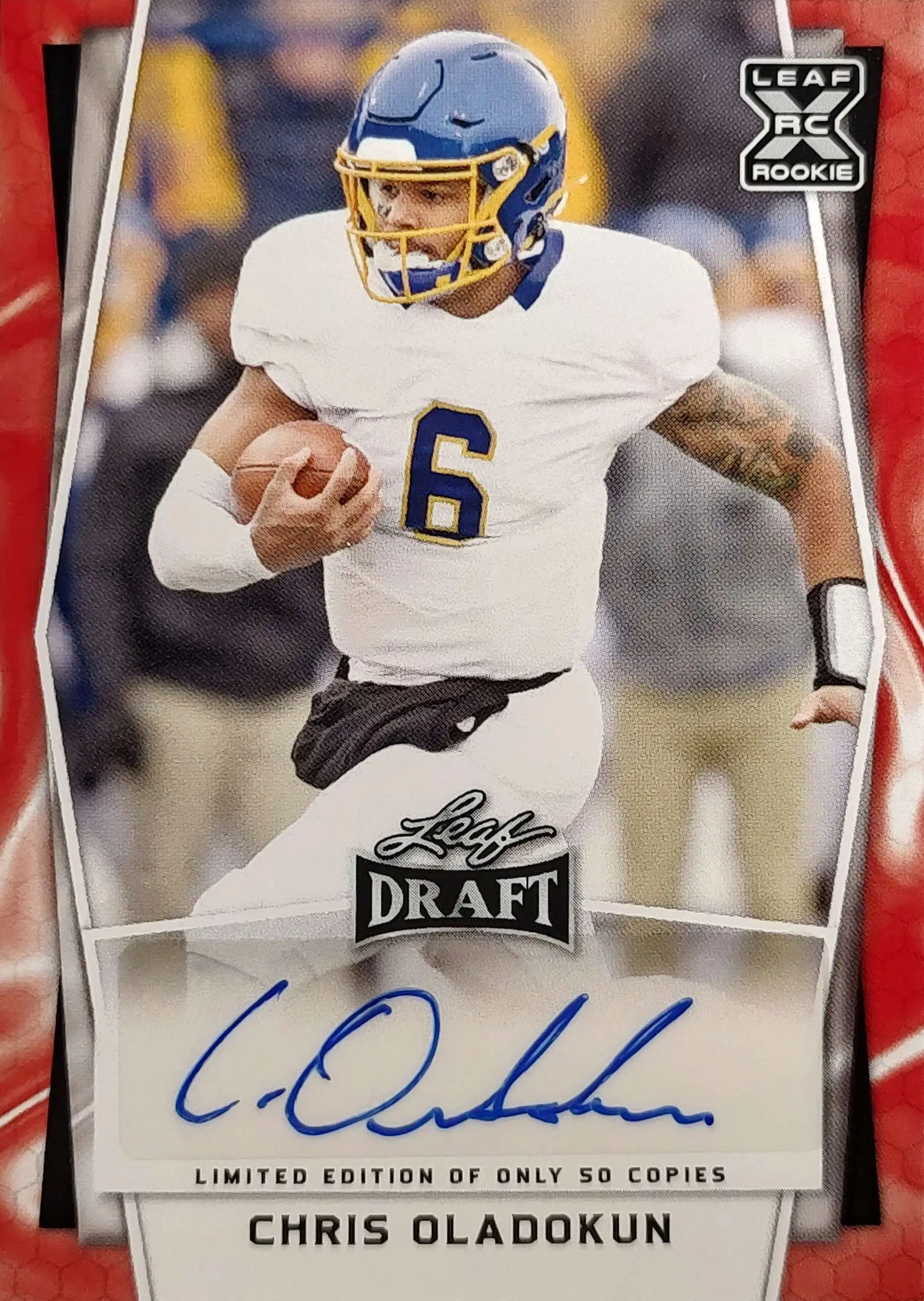 Chris Oladokun autographed limited-edition rookie card